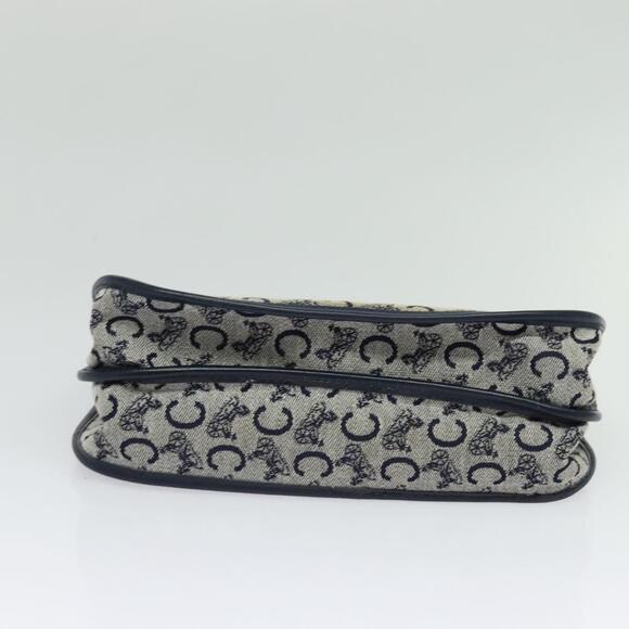 CELINE C Sulky Shoulder Bag Canvas Navy Gold - Picture 7 of 12